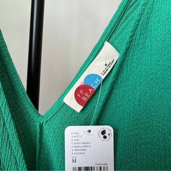 Free People Lyla Midi Dress Ruched Golf Green Medium - Picture 4 of 6